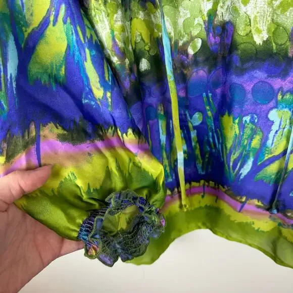 Investments Womens Watercolor Blouse Sz 14 | Fairy Lightweight Art to Wear Artsy - Picture 6 of 12